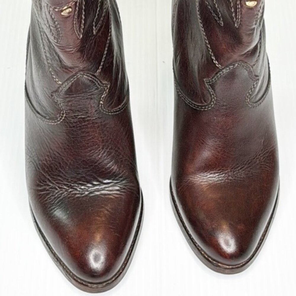 Nine West Dark Brown Western Heeled Boots (7.5) - Picture 5 of 12